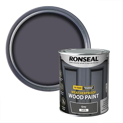 Ronseal 10 Year Weatherproof 2 in 1 Wood Paint Grey Satin 750ml