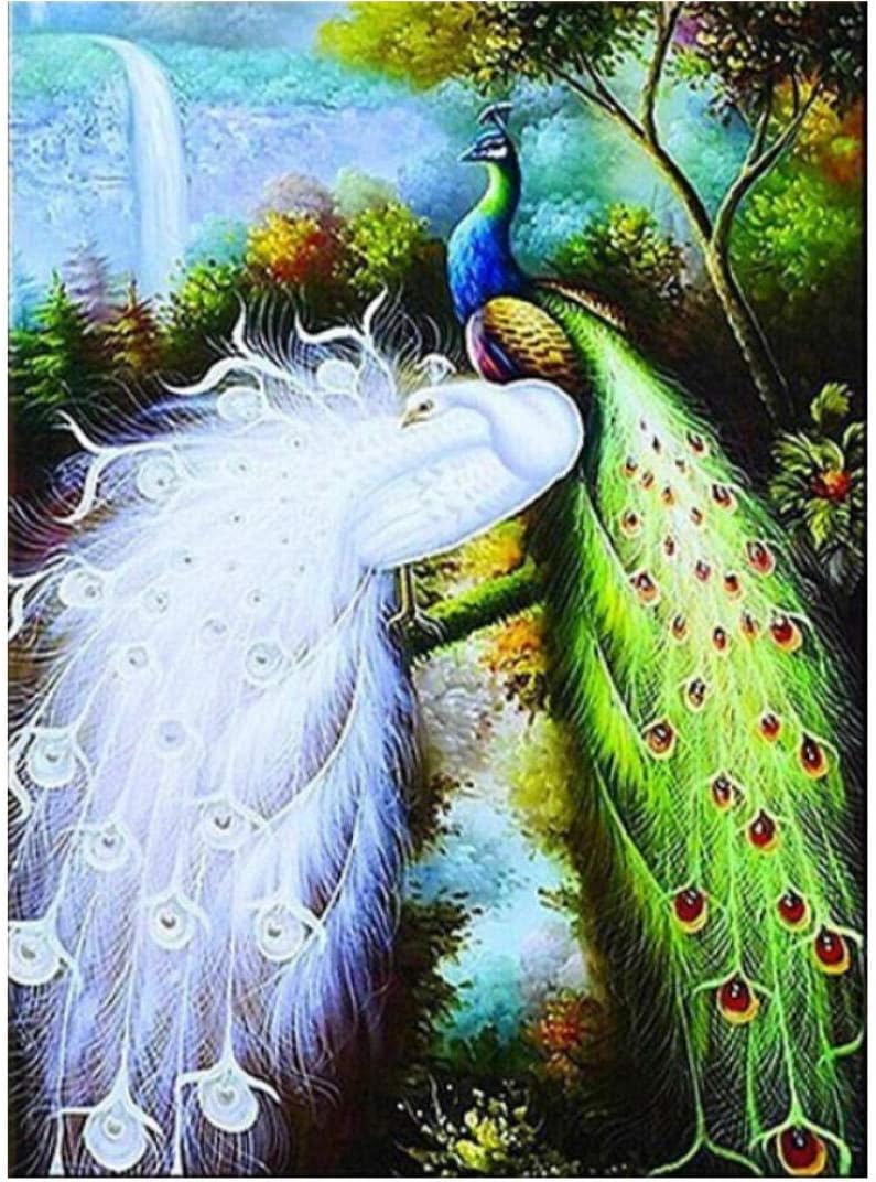 5D DIY Diamond Painting Peacock Animal Diamond Cross Stitch Full Circular Diamond Embroidery Home Decor Gift Mosaic Diamond Painting SDS45@60x80cm