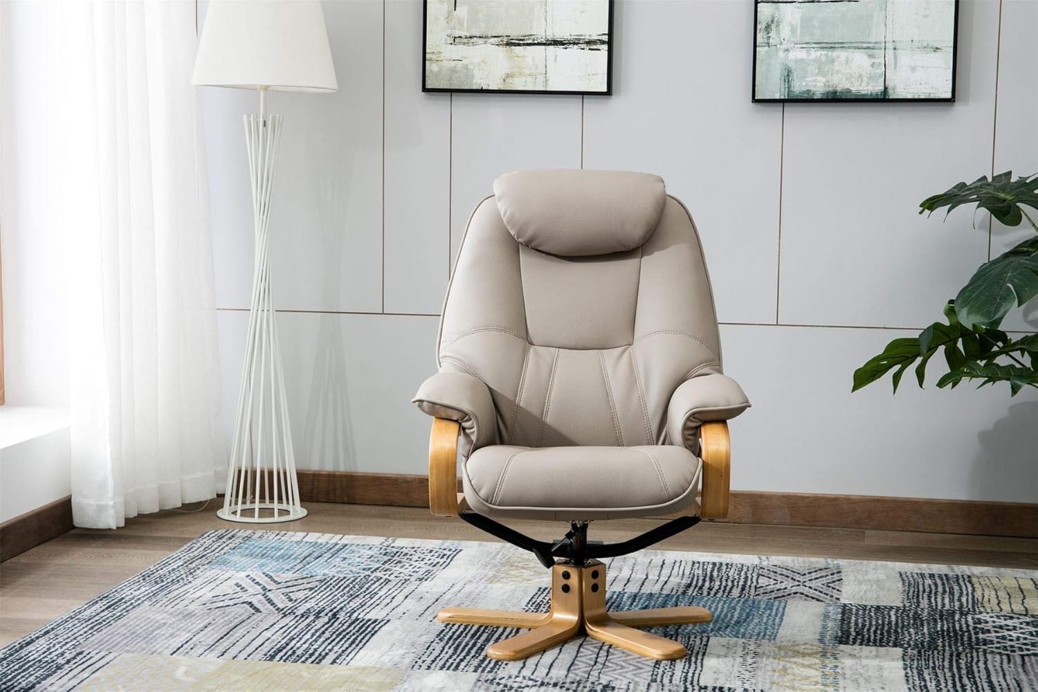 GFA Pisa Swivel Recliner Chair & Matching Footstool In Pebble Faux