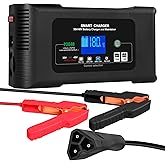 YHCHKJ Battery Charger, 48V-13Amp and 36V-18Amp Golf Cart Charger, Smart Car Battery Charger with LCD Display, Lithium,Lifepo4 Lead-Acid AGM/Gel/SLA Trickle Charger for EZGO RXV & TXT,3-Pin (Triangle)