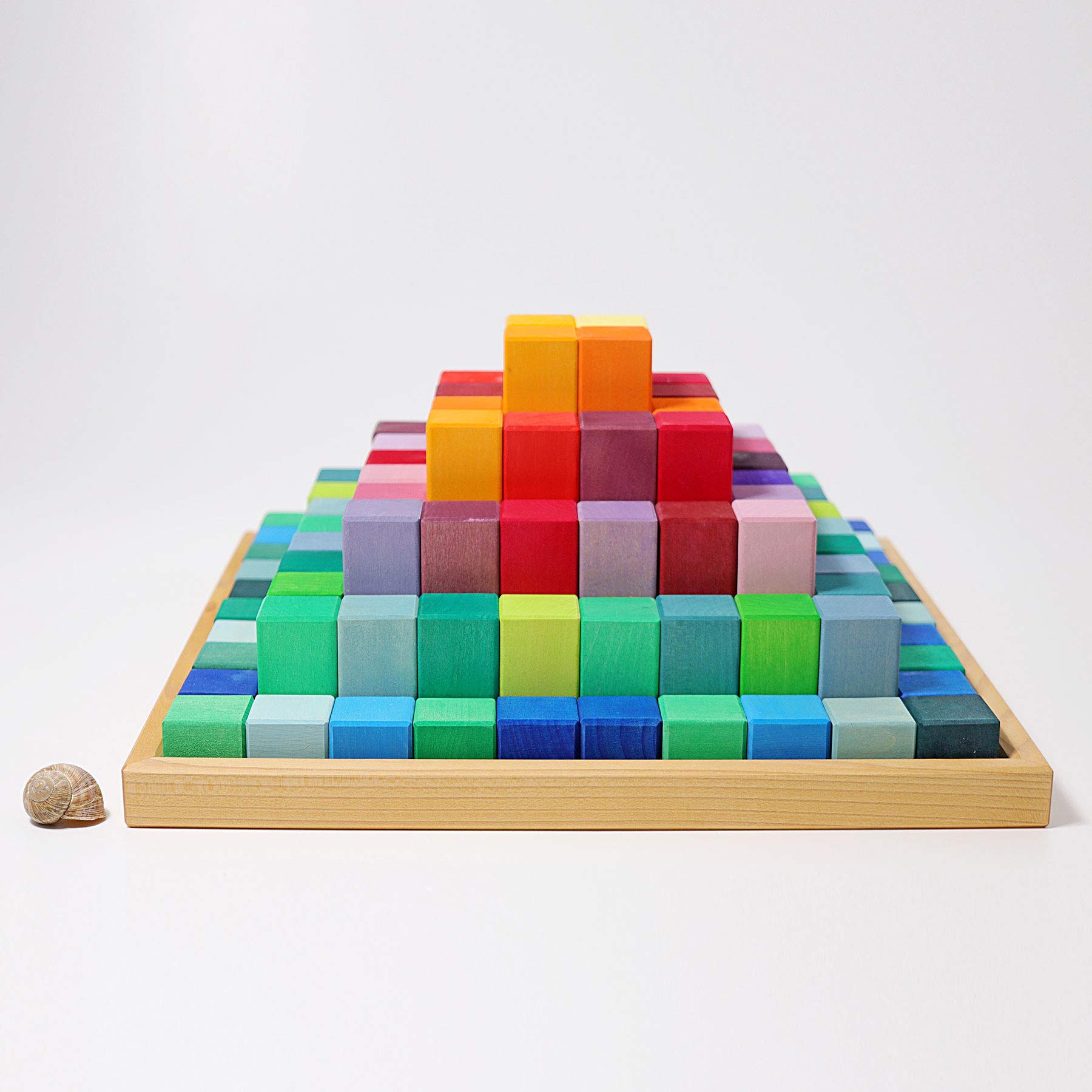 Grimm's Large Stepped Pyramid of Wooden Building Blocks, 100 Piece