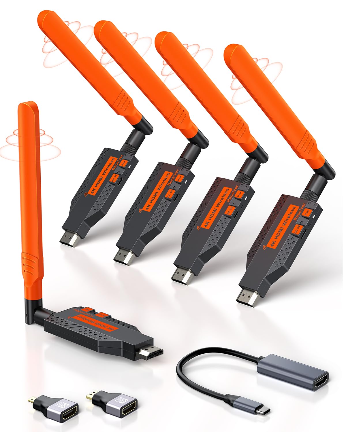 Coolpie Wireless HDMI Transmitter and 4 Receivers for Multi-TV
