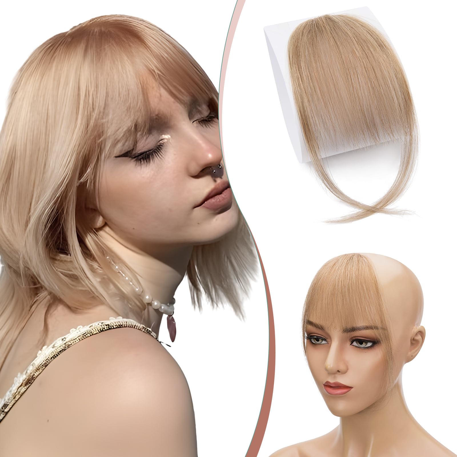 Elailite Clip in Fringe Wispy Air Bangs with Temples Human Hair Real Remy Natura Hair Piece 5 Inch 15g - #6 Light Brown — image 1