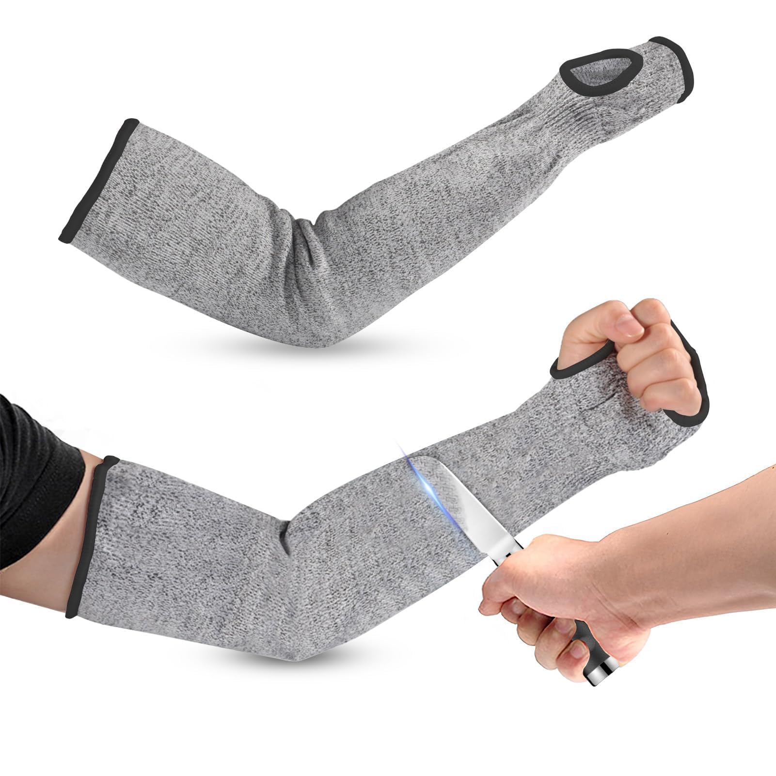 Agatige 2 Pair 45cm/17.71in Arm Protection Sleeve, Protective Arm Sleeves Anti Abrasion Anti Scratches Anti Bite Long Gloves, Cut Resistant Arm Guards for Men Women Outdoor Garden Work (2 Pair)