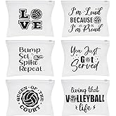 Saintrygo 54 Pieces Volleyball Pouch EVA Matte Small Makeup Bag with Words Volleyball Gifts Party Bags Sport Waterproof Cosmetic Portable Pencil Case with Zipper for Women