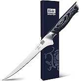 SHAN ZU 7 Inch Fillet Knife, Japanese Super Steel Boning Knife, Professional Ultra Sharp Fish knife with K133 Ergonomic Handle, Black Tortoise Genbu Series