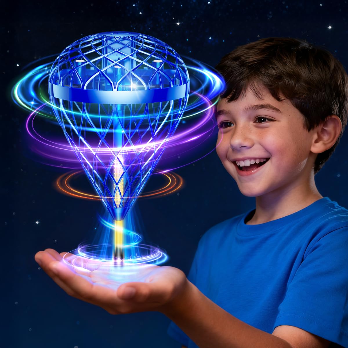 Photo 1 of wow97e Hand Controlled Flying Orb Ball for Kids, Indoor & Outdoor Hover Toy, Toss & Catch Flying Ball with Protective Cage, Rechargeable Family Play Toy