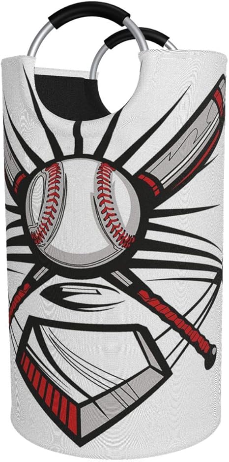 Amazon Lubataga ランドリーバスケット ボールのイラストが交差したバットスポーツアイコンとエンブレムシンボルデザイン ランドリーバッグ 洗濯かご おりたたみ 洗濯カゴ おしゃれ 収納ボックス おもちゃ収納 ランドリー収納 オンライン通販