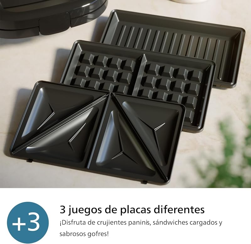 5000 Sandwichera Grill 3 en 1, 750 W, Placas Antiadherentes