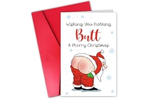 CSMOSJgreetings Hilarious Christmas Card for Man Boyfriend, Funny Xmas Card from Her, Wishing You Nothing Butt a Merry Christmas