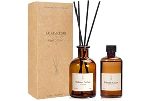 THE GOOD SOUL PROJECT Balsam Cedar Reed Diffuser Set - Includes Reed Diffuser Sticks, 2 Pack Fragrance Oil and Glass Bottle, Reed Diffusers for Home Bathroom Shelf Decor & Gift, Air Fresheners (8.12 fl.oz)