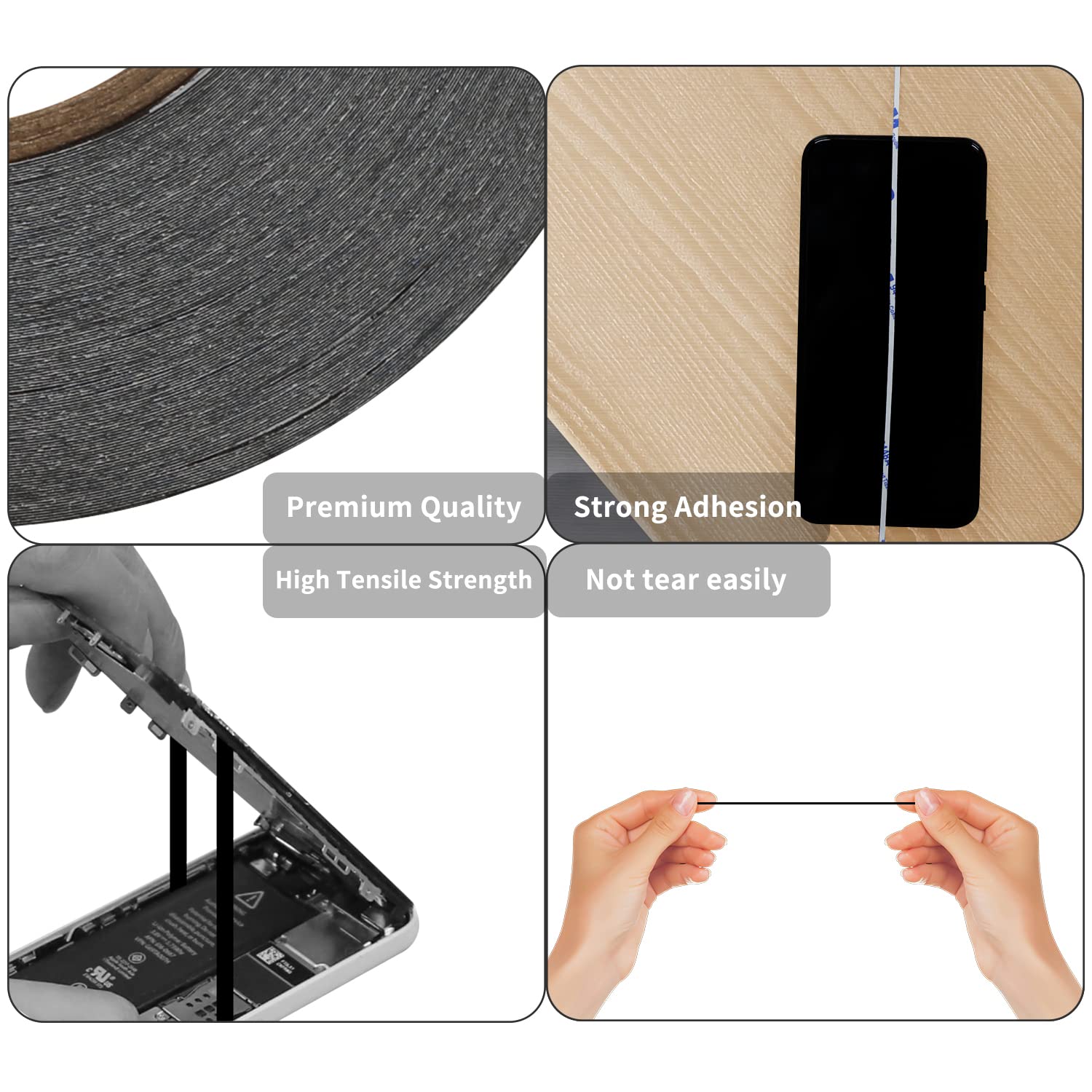 Kaisiking 5mm / 10mm x 50M Double Sided Adhesive Tape LCD Touch Screen Tape Phone Repair Tape with 1 Tweezers for Cell Phone, iPad, Tablets, Laptops, Camera, LCD Screen