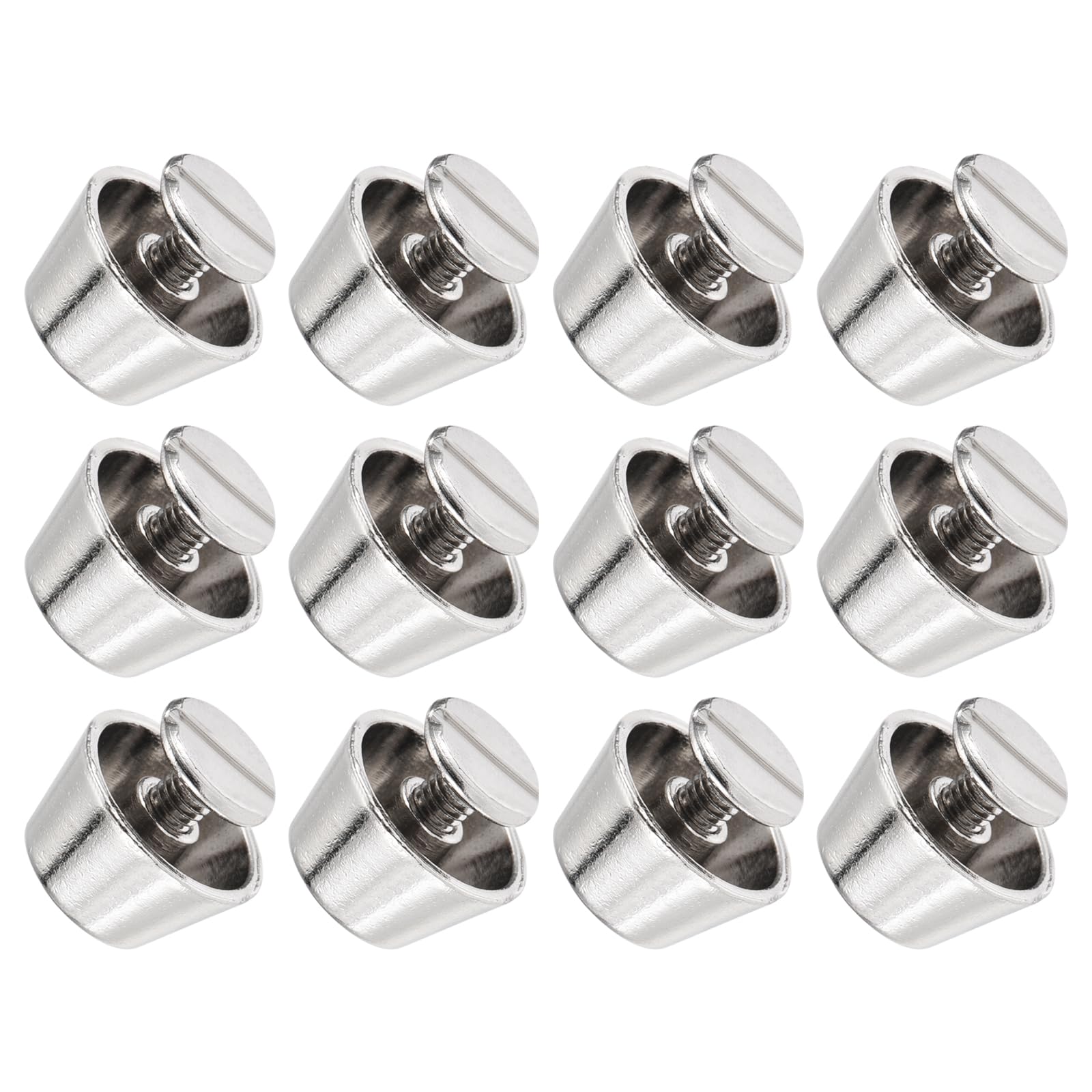METALLIXITY Screw Back Stud Spike (12x7mm) 12pcs, Flat Head Stud Rivets - for Leather Crafts Purse Bags, Silver Tone