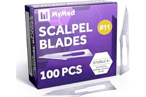MYMED Pack of 100 Disposable Scalpel Blades 11, Size 11 Scalpel Blades for Scalpel Knife 11 Blades, Dermaplaning Tool for Face Professional Dermablade Blades. 11 Blade, Sterile