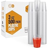 3oz Disposable Plastic Cups 500 Pack,Small Mouthwash Cups, Bulk Sample Tumblers for Home, School, Office, Parties, or Commercial Use