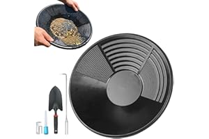 5-Piece Gold Panning Kit, 14 Inch PP Gold Pan with Shovel, Hook, Bottle & Vial, Mining Equipment for Beginners and Enthusiast