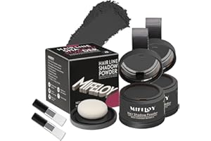 Mifeloy 2 Pack Root Touch Up Shadow Powder, Gray Hair Cover Up, Women Color Root Coverage Powder for Thinning Grey Hairline, Men Instantly Concealer Hair Loss Beard Line Eyebrow, Black