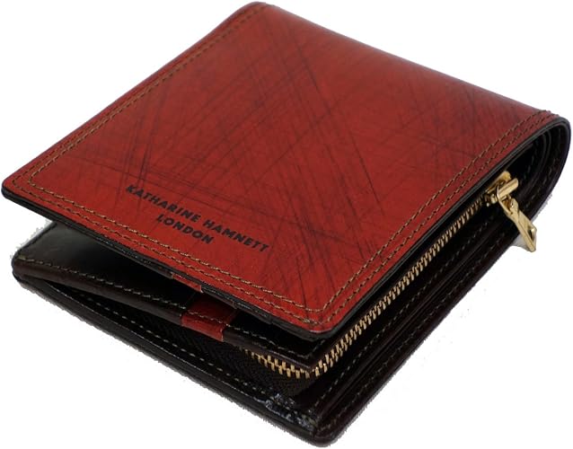 Amazon キャサリンハムネットロンドン Katharine Hamnett London 牛革 二つ折り 札入れ ファスナー式小銭入れ付き Katharine Hamnett キャサリン ハムネット 財布
