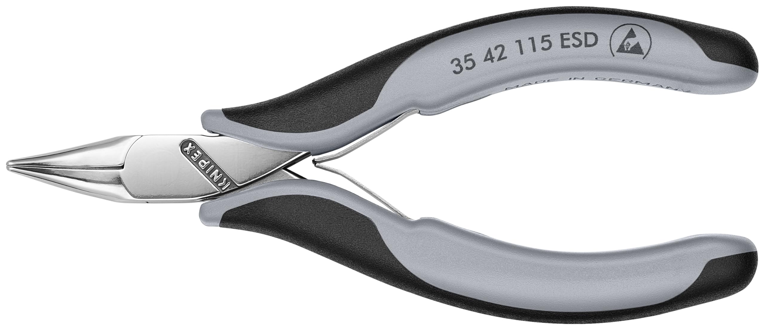 KNIPEX Tools - Electronics Pliers, Half Round Tips, ESD, 45 Degree Angled, Multi-Component (3542115ESD)