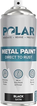Polar Direct to Rust Spray Paint Satin Black 400ml Metal Primer
