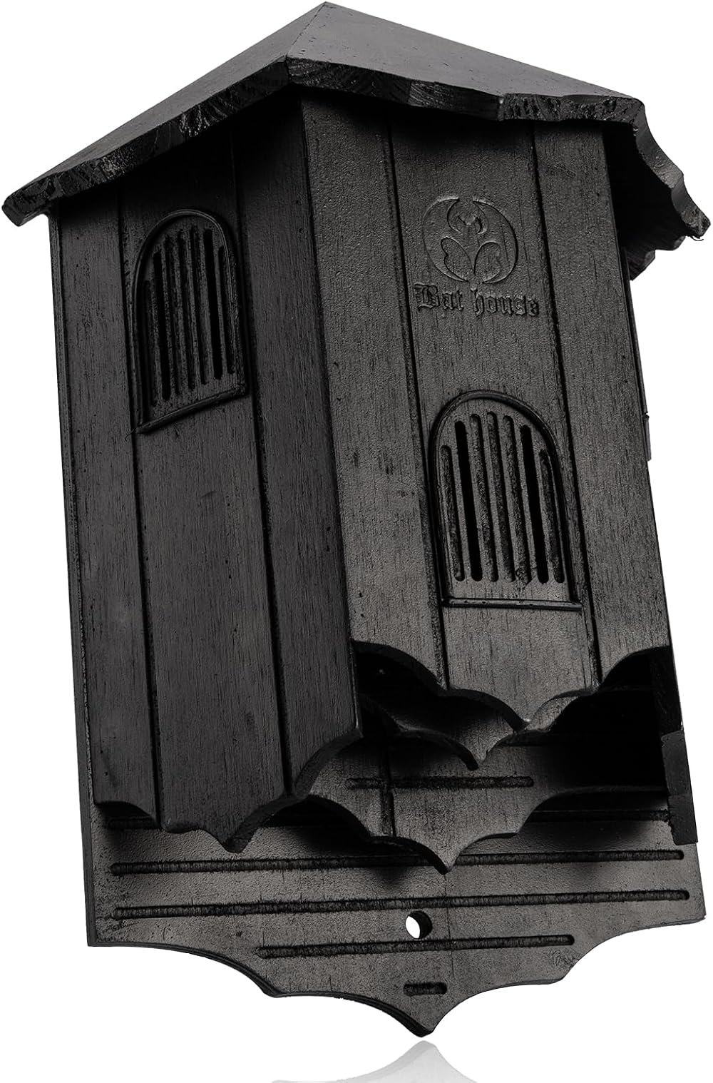 VIREESR Wooden Castle Bat House Large Three Chamber Black Durable Easy Hang