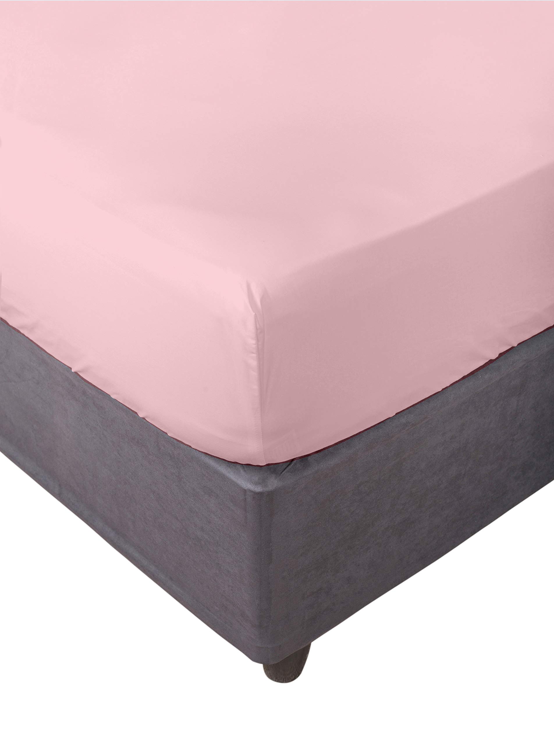 Miracle Home. Fitted Sheet, Elastic, Soft, Comfortable, Anti-Pilling. Cotton 50% 50% Polyester. Pink. 180 x 200 cm