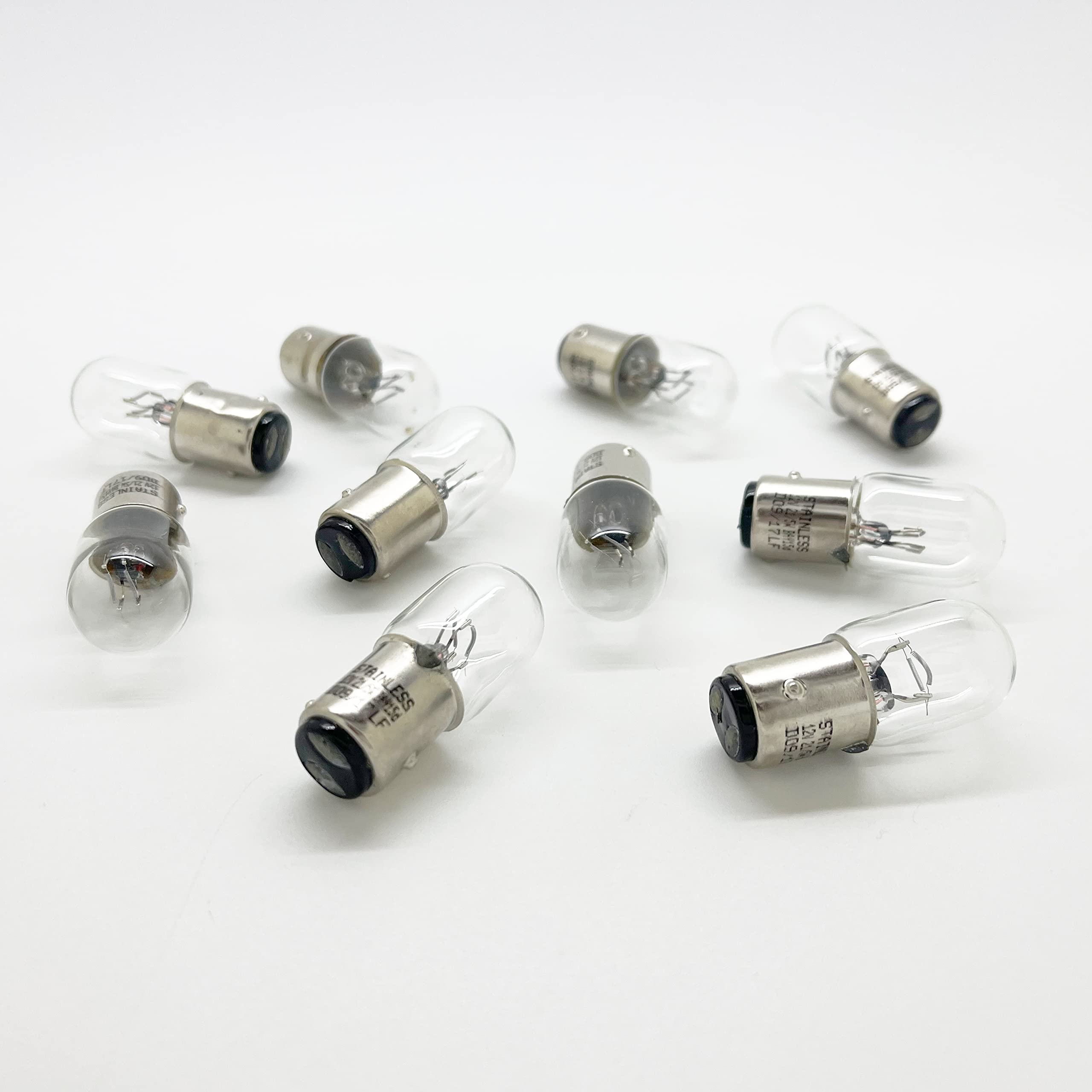 10 x 380M Motorcycle Motor Bike Brake Stop Tail Light Bulbs 12v 21/5w BA15D 19mm