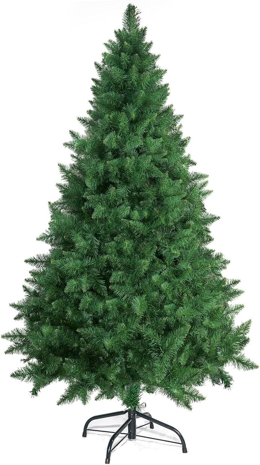 Trees - YUG 7ft Artificial Christmas Tree PVC Unlit Full Xmas Tree for Home Office Party Decoration with 1050 Branch Tips, Premium Hinged Structure and Easy Assembly