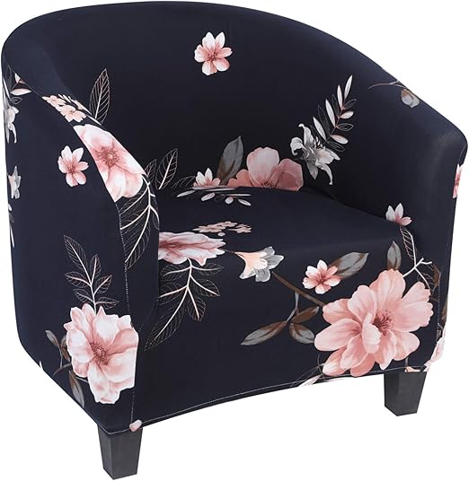 Amazon Com Nibesser Club Chair Slipcover Stretch Printed Armchair Covers Tub Chair Covers Accent Chair Cover Sofa Cover Furniture Protector Cover Jacquard Spandex Couch Covers For Living Room Blue Flower Home Kitchen