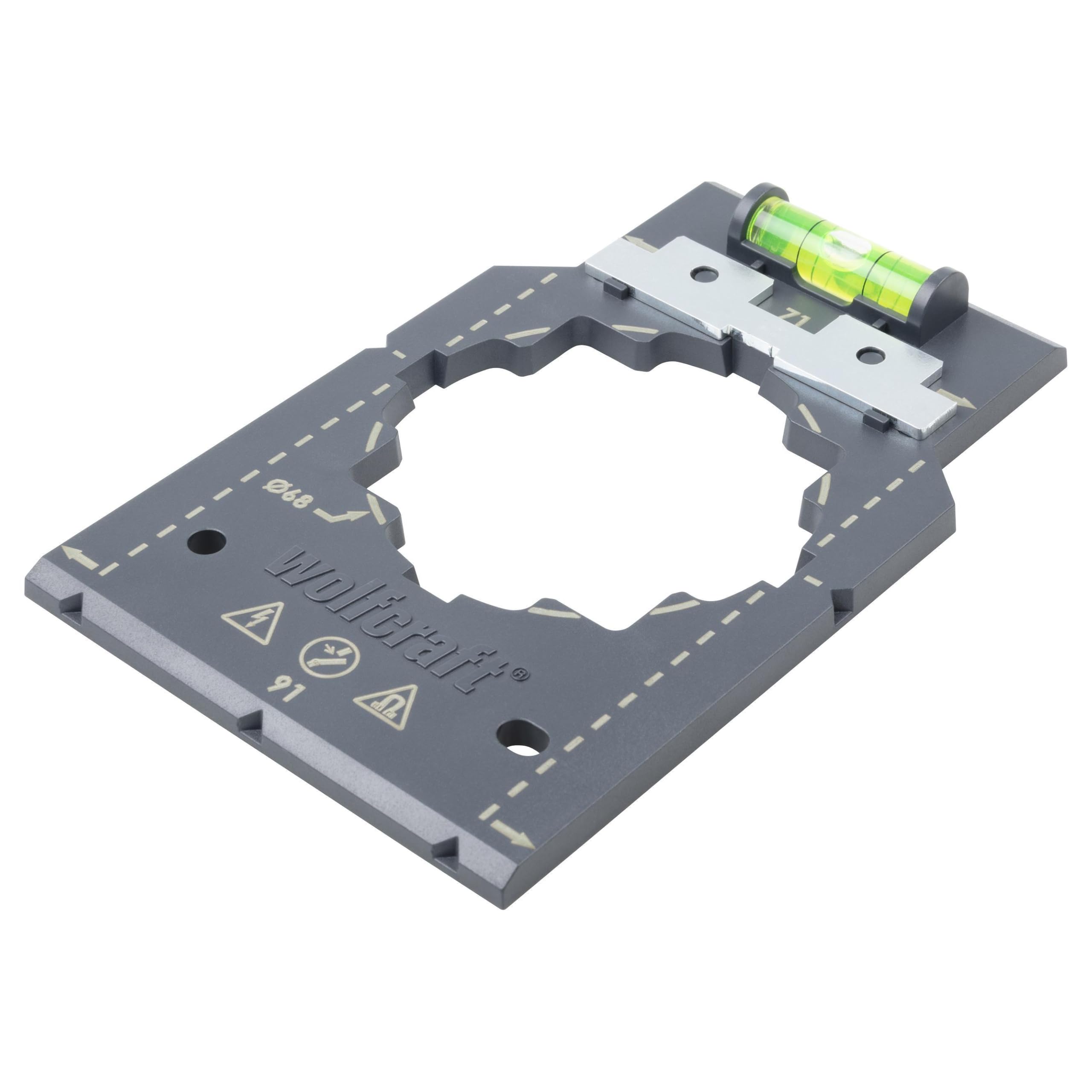 wolfcraft Marking and Alignment Template I 5975000 I for Fast, Error-Free Installation of sockets and Switch Inserts in Drywall