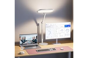 Premium LED Desk Lamp for Home Office – Eye-Caring Double Side Light with Knob Remote, Stepless Dimming & Color, Memory, Meta