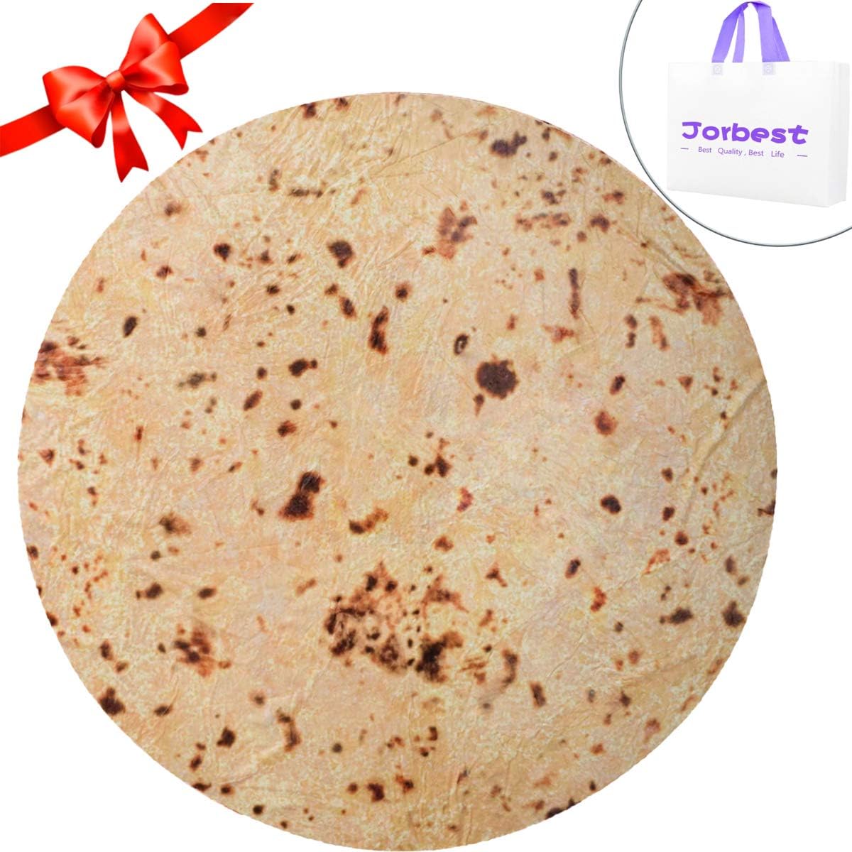 Jorbest Burritos Tortilla Blanket for Adult and Kids, Comfort Throw Blanket, Novelty Round Food Blanket for Everyone - Diameter 71 inches, Yellow Blanket-d