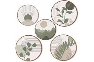uniro Boho Wall Decor, Sage Green Wooden Wall Art Bohemian Wall Hanging Decor for Living Room, Bedroom, Bathroom, Farmhouse Geometric Minimalist Green Wall Decor, 10'' and 8'' Aesthetic Wood Wall Hangings for Apartment Nursery