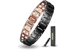 Fashtour Copper Magnetic Bracelet for Men, 2X Strength 99.99% Pure Copper Bracelet with Powerful Magnets and Sizing Tool