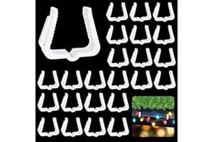 Heonay Christmas Light Hanger Clips, Fascia Board Clips, Deck Banister Light Clips, Plastic Holiday Light Clips for Christmas Fascia Board Roof Gutter Fence Eave Decoration (30 PCS, 1 5/8")