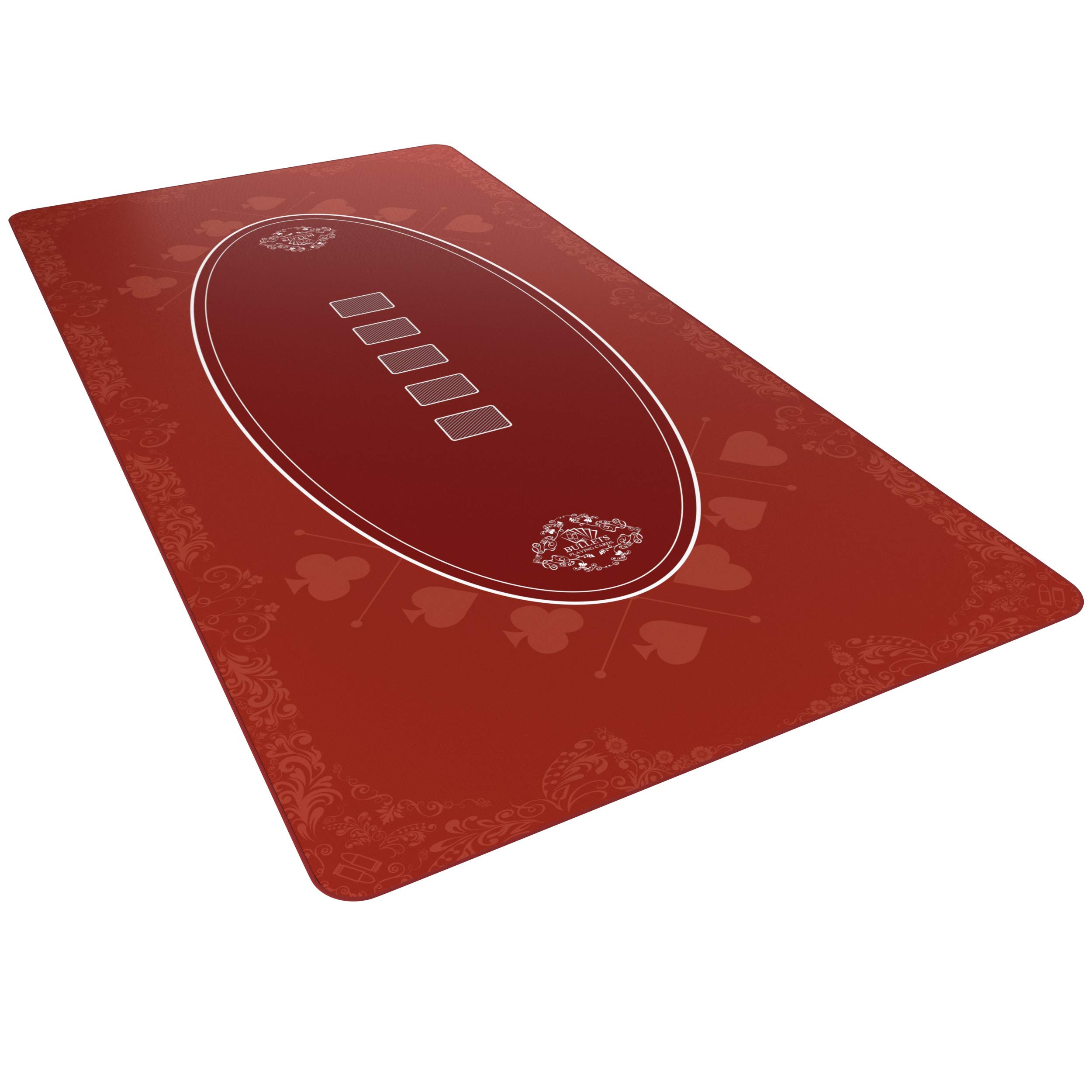 Bullets Playing Cards, Designer Poker Mat Red in 180 x 90 cm for Your Own Poker Table, Deluxe Poker Cloth, Poker Rug, Poker Table Cover ..