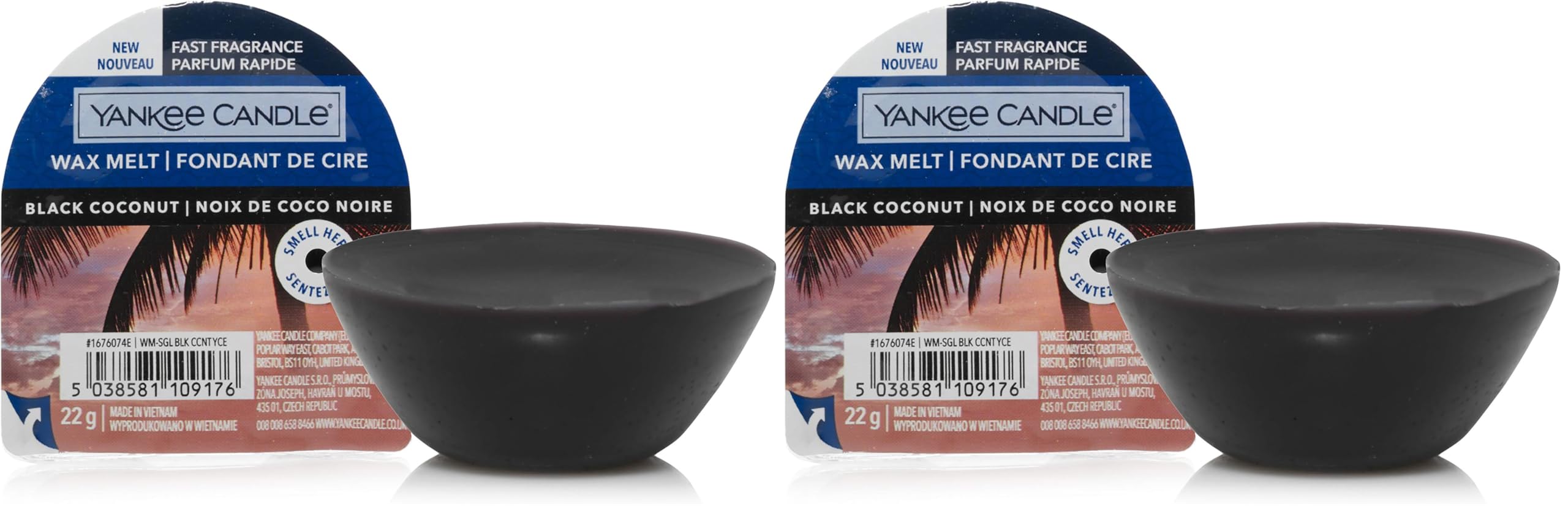 Yankee Candle Wax Melts - Black Coconut - Up to 8 Hours of Fragrance - Black, 1 Count (Pack of 2)