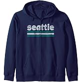 Seattle Washington Three Stripe Vintage Weathered Zip Hoodie