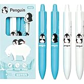 MOZXIRZ 4 Pcs Cute Penguin Retractable Pens Small Pocket Gel Pens Black Ink Pen 0.5mm Fine Point Smooth Writing Pen for Women Girls Boys Men Office School Supplies, 4Pcs Penguin