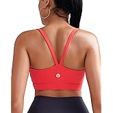 RUNNING GIRL Sports Bras for Women,Light Impact Molded Cup Strap Sports Bra with Sewn in Pads,Best for A-C Cup