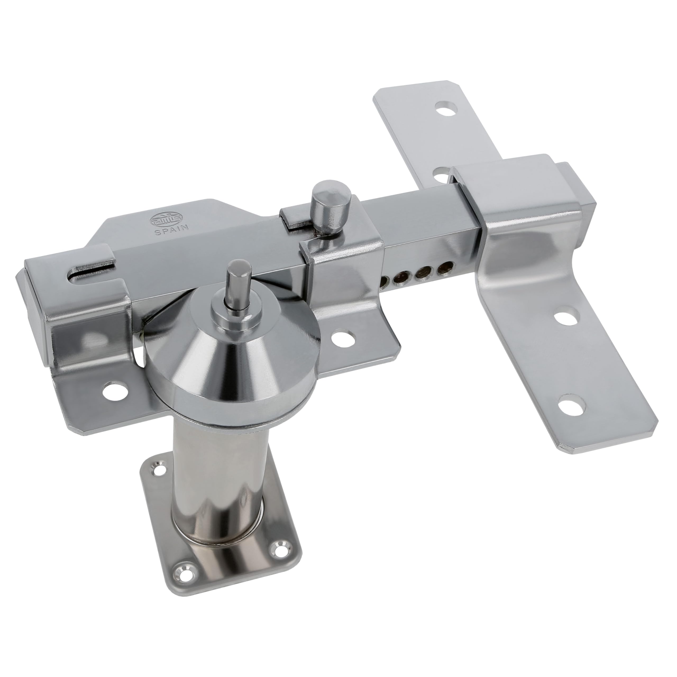 Amig - Surface-Mounted Bolt for Doors with Security Cylinder and Opening Latch | Steel | Silver Colour | 70 mm Cylinder | Includes 5 Dimple Keys | 105 x 170 mm — image 1