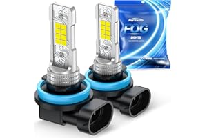 Marsauto H11/H8 LED Fog Light Bulb, 10000 Lumens 6000K White Super Bright & Compact H16/H8/H11 LED Bulb, 1:1 Mini Size Plug and Play Fog Lights, Pack of 2