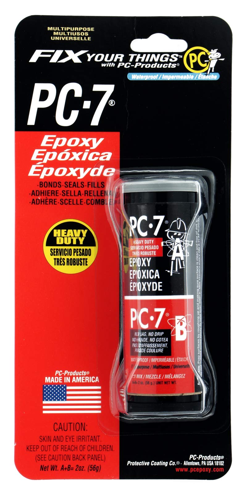 PC-Products 027776 PC-7 Heavy Duty Permanent Repair Paste Epoxy, 2 Ounce, Dark Grey