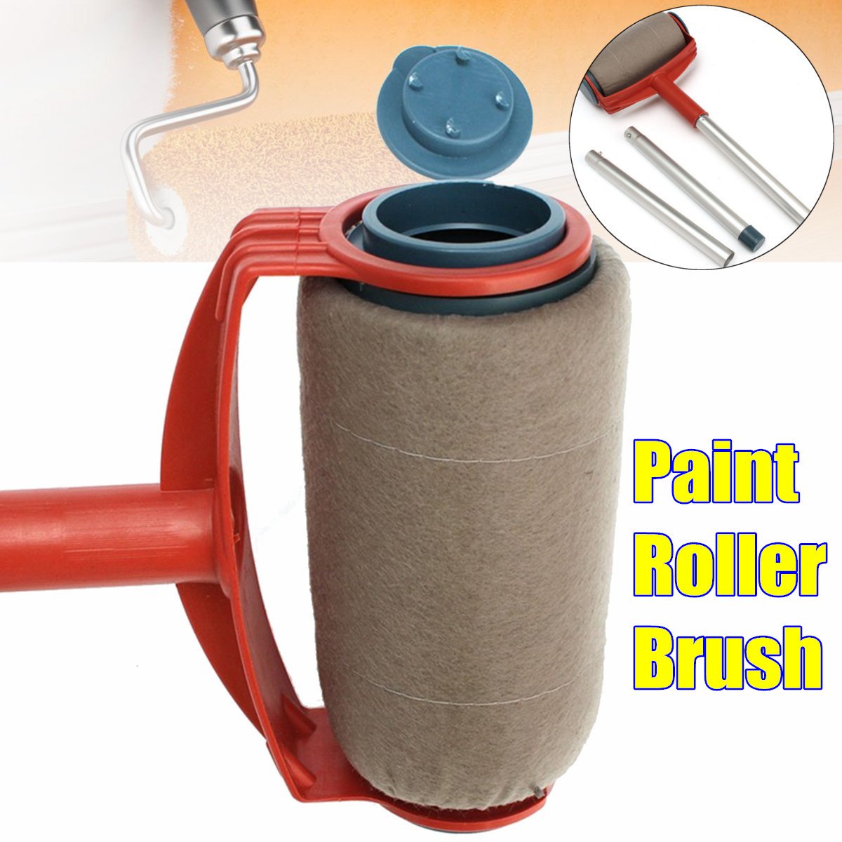 Jeteven Farbroller Kit mit Teleskopstange Renovierungsset, Flachpinsel Paint Roller Set (3er)