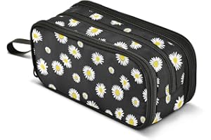 XUWU Daisy Large Capacity Pencil Case Pencil Pouch Office School Large Storage Pen Bag 3 Compartment pencil box for Adults Sc