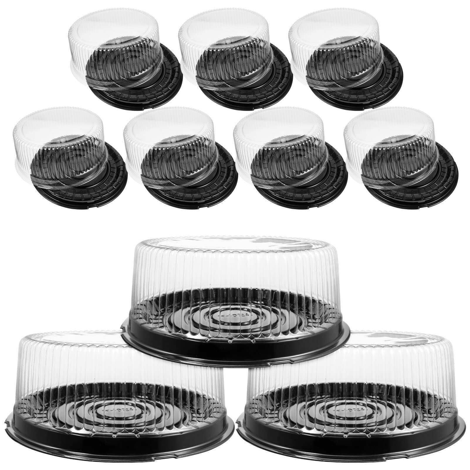 STOBOK 10Pcs 8 Plastic Cake Containers Carriers with Dome Lids and Cake Boards Clear Cake Boxes Cake Holder Display Containers