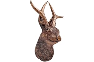 Numfog Jackalope Wall Mount,Gold Animal Heads for Wall，AimalHead Wall Decor,wall sculptures,deer antler decor,Resin Vintage Hanging Ornaments,whimsical decor，fridge magnets （Bronze）