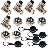 Lsgoodcare 5Pcs GX16 Elbow Aviation Plug Socket Female 90 Degree Angle 4 Pin Right Angle +5Pcs 16MM Aviation Socket 4 din Male Plug+ 5Pcs Aviation Caps