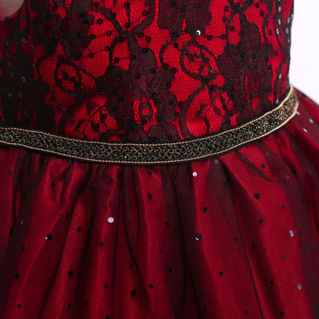 Minisoya Kids Baby Girls Bowknot Lace Ball Gown Party Wedding Bridesmaid Dress