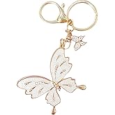 JY JUYU Rose Gold Butterfly Keychain with Crystals